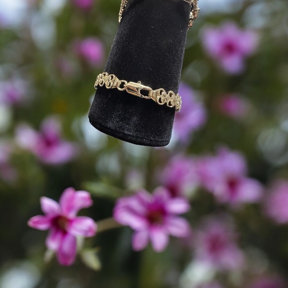 14k Gold Plated Rose ID Plate Arm Bracelet - Picture 4 of 4